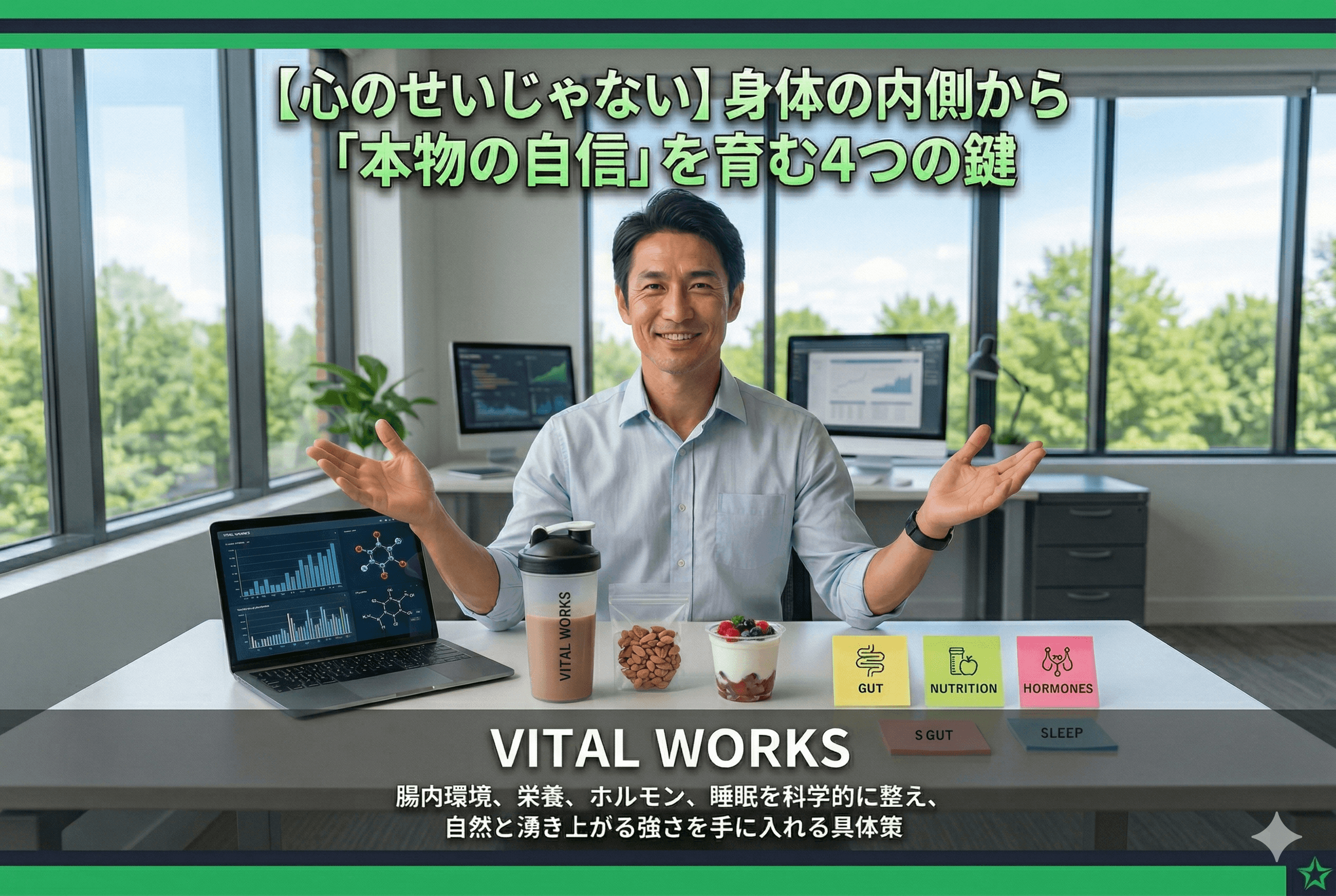 【心のせいじゃない】科学で解明！身体の内側から「本物の自信」を育む4つの鍵（腸・栄養・ホルモン・睡眠）